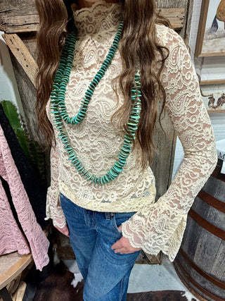 Prairie Dreams Lace Mock Neck Top – 3 Colors