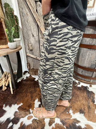 Zebra Print Cropped Barrel Jeans | High-Rise Relaxed Fit Statement Denim