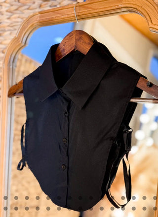 Women’s Ruffle & Classic Dickie Collar | Detachable Layering Collar 
black