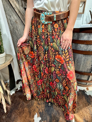 Rodeo Garden Floral Mesh Maxi Skirt