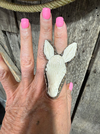 Sweet Ass Donkey Ring- Tibetan Silver - Adjustable 