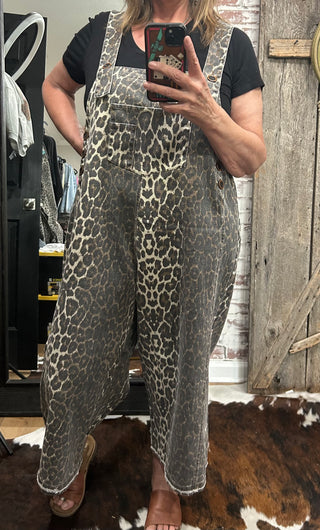 Leopard Print Relaxed Overalls