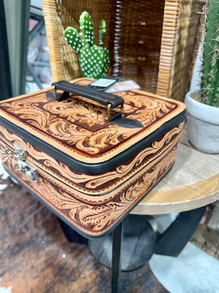 American Darling Tooled Leather Jewelry Case – Western Travel Organizer Box-886