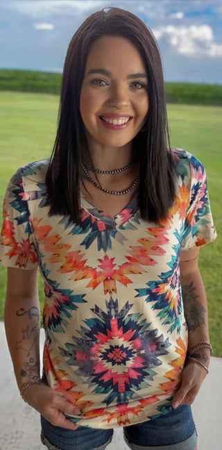 Southwest Burst Butter Soft Aztec Top