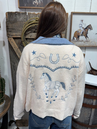 Lucky Horseshoe Embroidered Western Cardigan