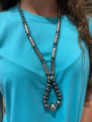 Jocla Jacla Necklace & Earring Set | Western Navajo Pearl Style Turquoise Jewelry Set
