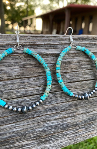 Variscite Heishi & Sterling Silver Pearl Statement Earrings