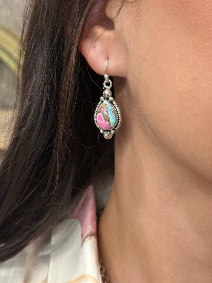 Sterling Silver & Cotton Candy Turquoise Lariat Set-2