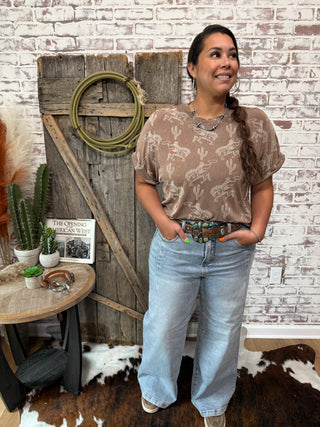 Glam It Up Western Print Top