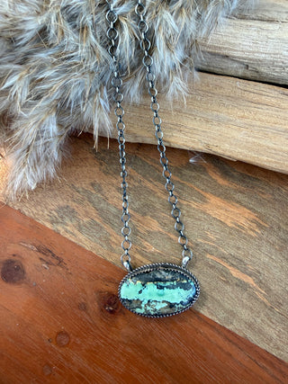 Tia Long Black Jack Turquoise Sterling Silver Necklace