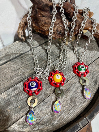 Nostalgia Pool Ball Water Hydrant Necklace | Upcycled Statement Necklace