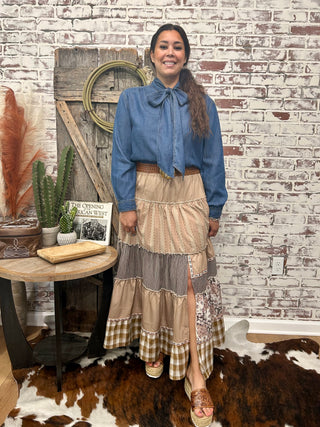 Brown Tiered Prairie Skirt