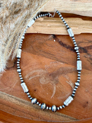 Stamped Sterling Silver Pearl Necklace