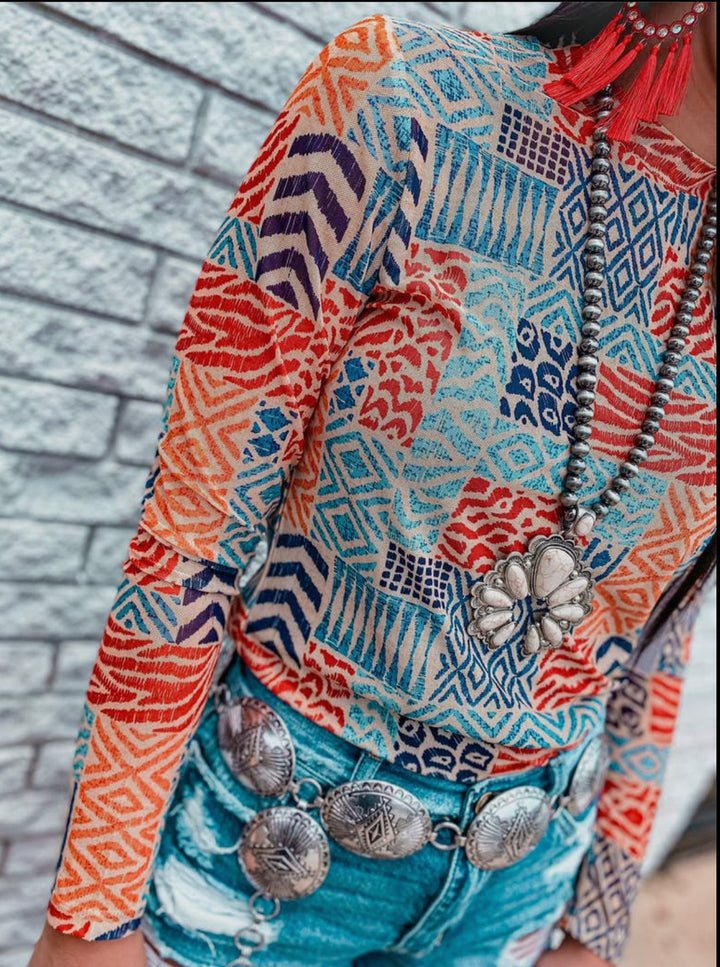 Cowgirl Tribal Mesh Top