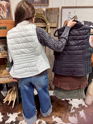 Everyday Lightweight Packable Puffer Vest – Black, Chocolate, Sage & Ivory