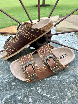Sonoran Sunset Boot Stitch Sandals-Brown