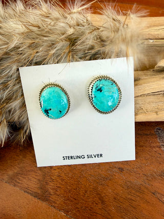 Donovan Nez Kingman Turquoise Sterling Silver Stud Earrings