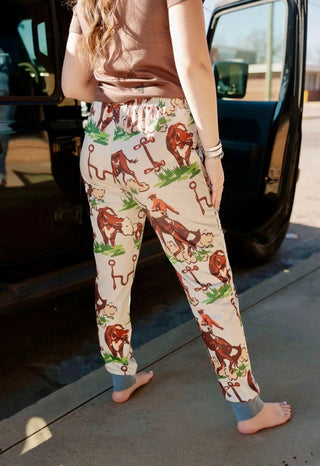 The back of 2 Fly Co Vintage Ranch Joggers – Western Cowboy Print Lounge Pants