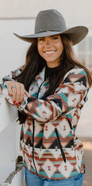 Southern Roots Aztec Print Riding Jacket