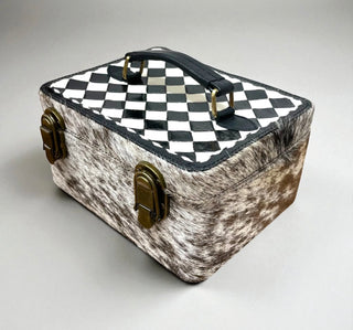 Black & White Cowhide Western Jewelry Box