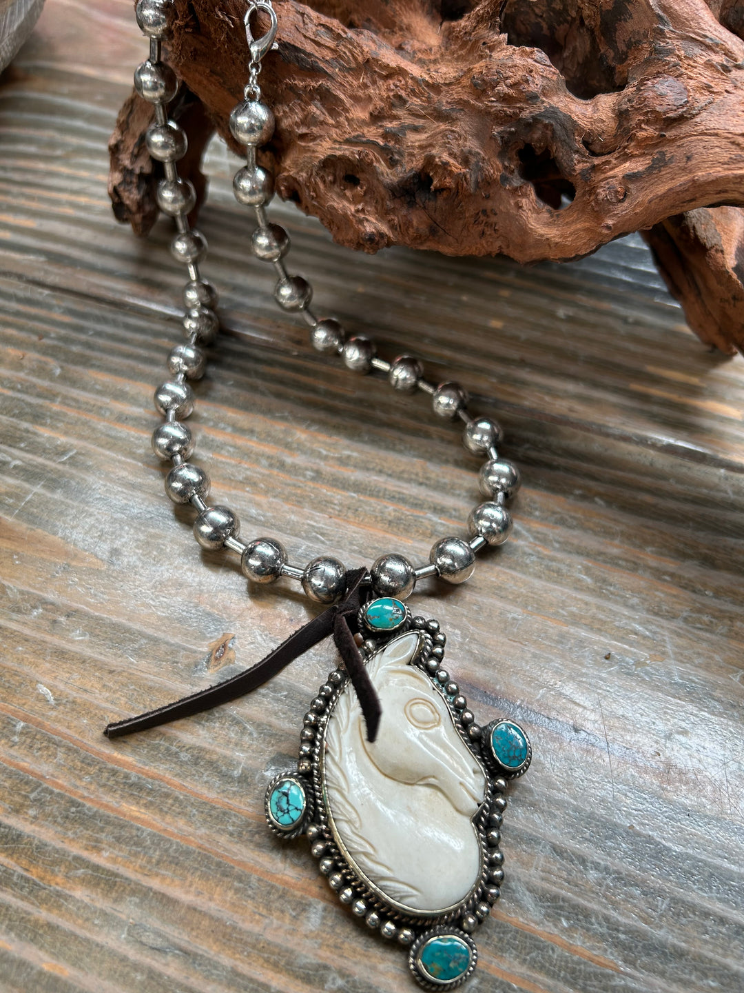 Tibetan Turquoise & Carved Bone Necklace