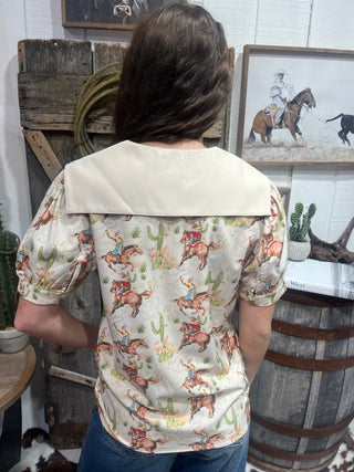 Howdy Hanny Western Cowgirl Button-Up Top