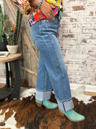 Flying Monkey Wide Leg Cuff Jeans