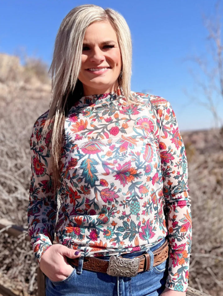 Buy Myself Flowers Mesh Top