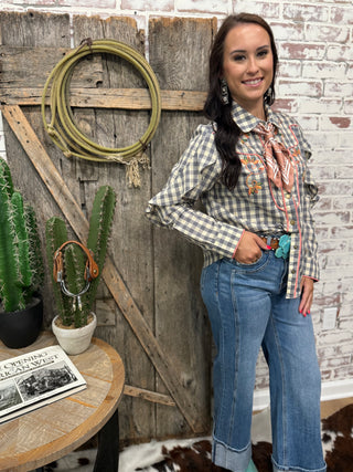 Prairie Jane Embroidered Western Pearl Snap Shirt