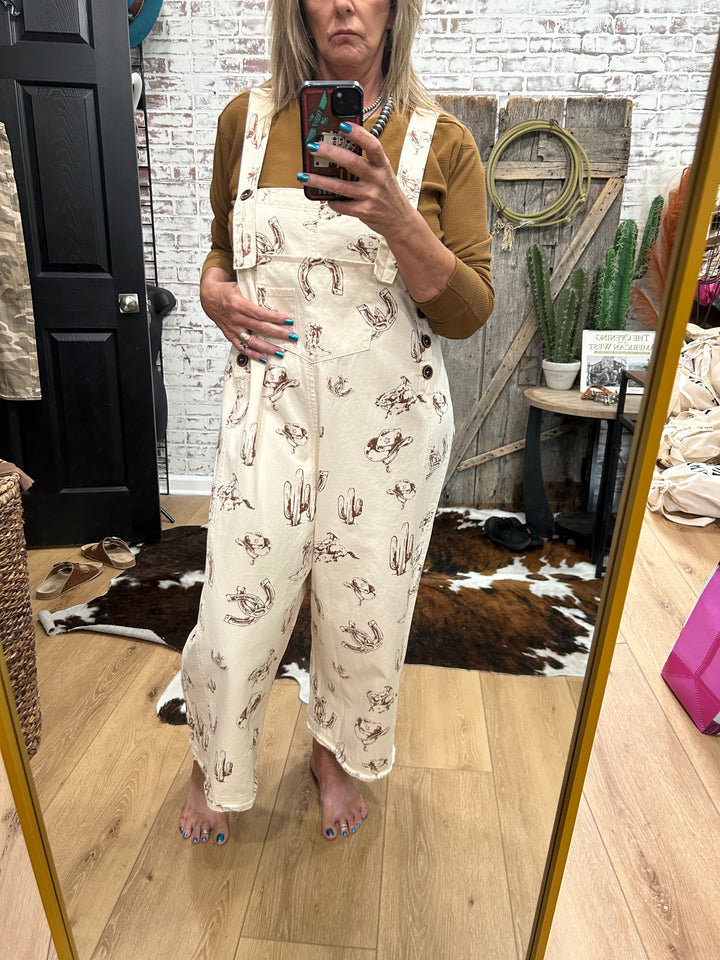 Western Print Twill Overalls