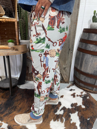 2 Fly Co Vintage Ranch Joggers – Western Cowboy Print Lounge Pants