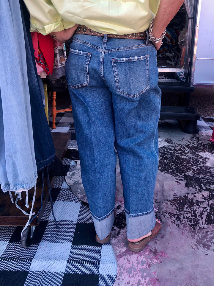 Flying Monkey Wide Leg Cuff Jeans
