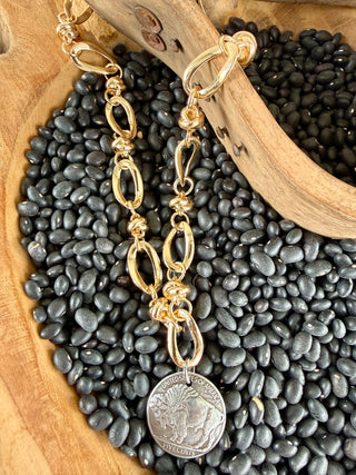 Junkyard Cowgirl Buffalo Nickel Gold Chain Necklace