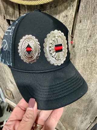 Red Hot Concho Cattle Brand Black Trucker Hat