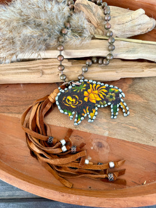 Art By Amy “Buffalo Trace” Western Buffalo Pendant Necklace
