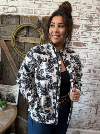 Life Is A Rodeo Western Lifestyle Print Lightweight Jacket
