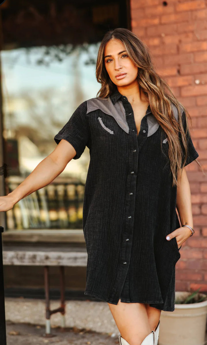 Rank Rodeo Cotton Summer Dress-Midnight