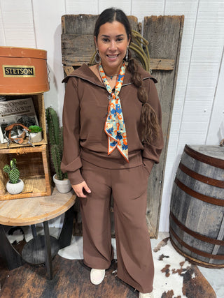 Zenana Chocolate Brown Ribbed Loungewear Set - Chic Matching Loungewear