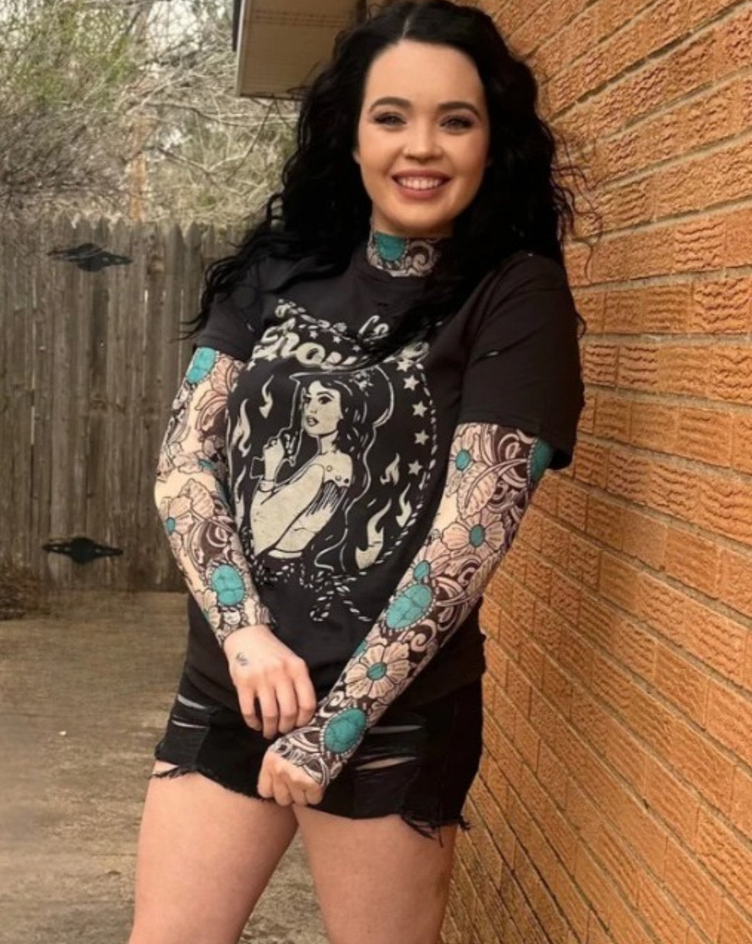 Tattoos on This Town Mesh Top