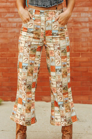Yee Haw Western Patchwork Corduroy Pants