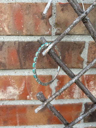 Slim Sterling & Turquoise Inlay Bangle Bracelet