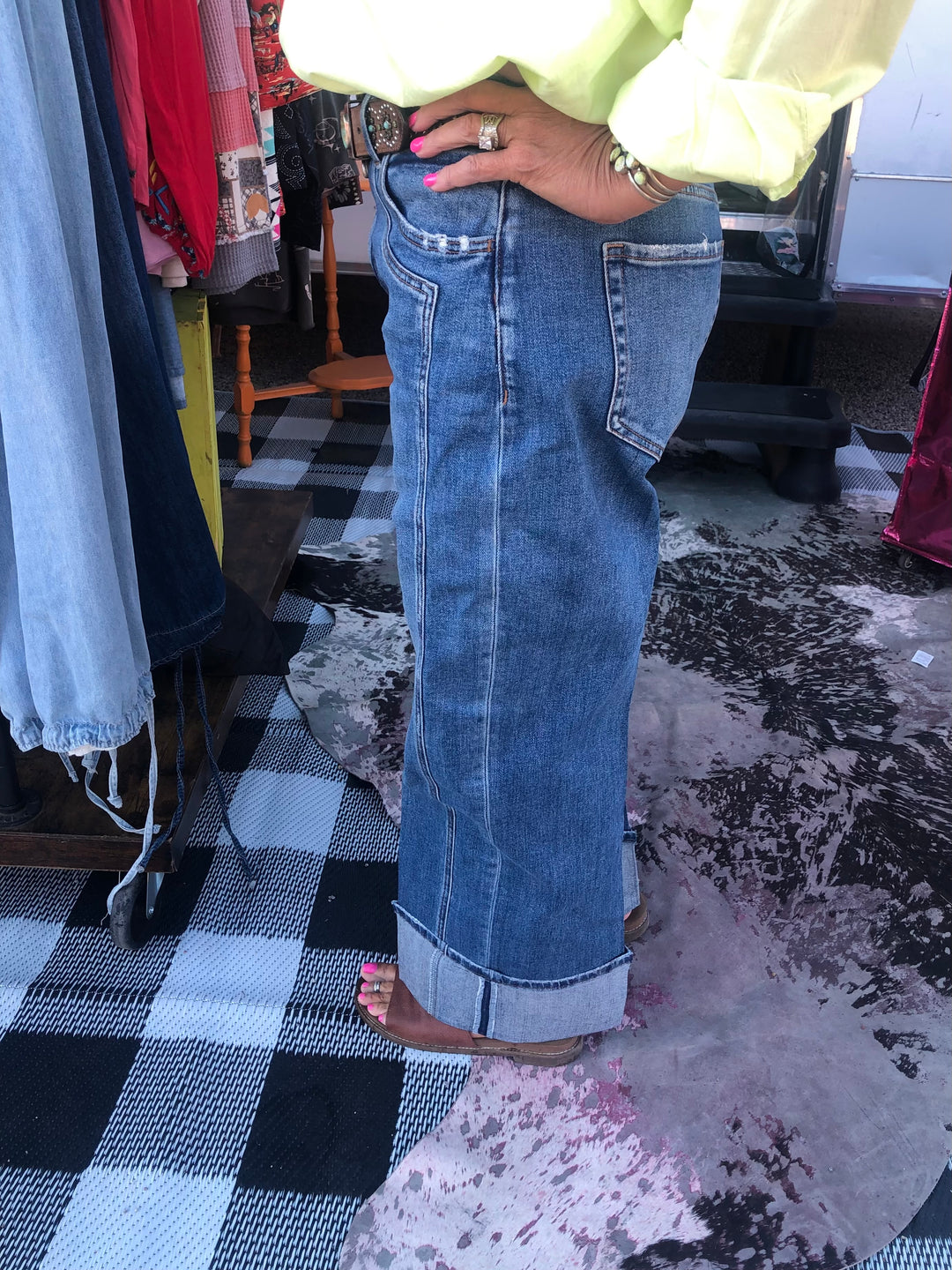 Flying Monkey Wide Leg Cuff Jeans