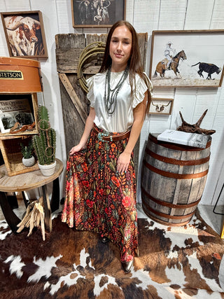 Rodeo Garden Floral Mesh Maxi Skirt