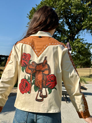 Western Saddle & Rose Button Down Shirt – Vintage Rodeo Style