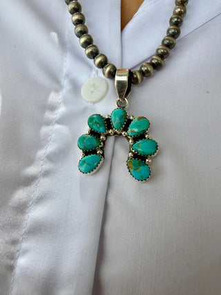 Kingman Turquoise Naja Pendant – Sterling Silver Western Statement Piece 
