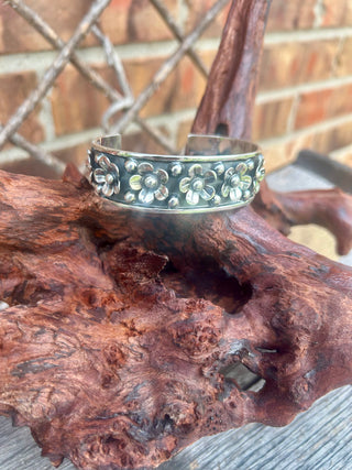 Artisan Crafted Sterling Silver Flower Cuff