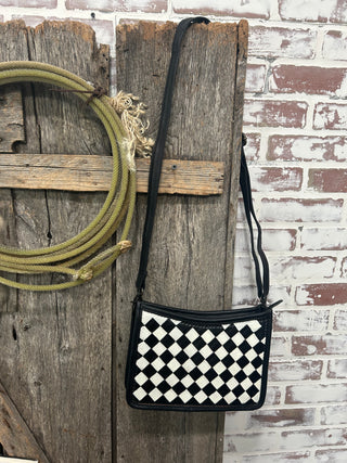 Black & White Checkered Crossbody Bag