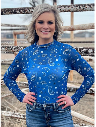 Blue Bandana Babe Mesh Top