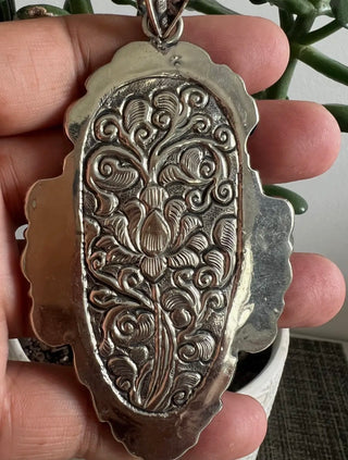 Spirit Eagle Carved Bone & Turquoise Statement Pendant