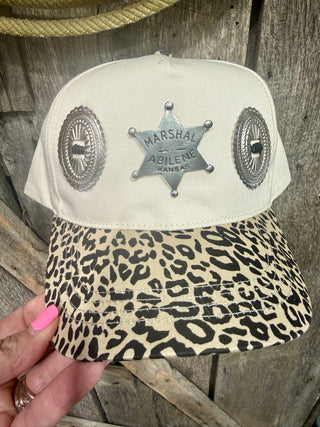 Western  Abilene Marshal Badge Leopard Trucker Hat- Only One!